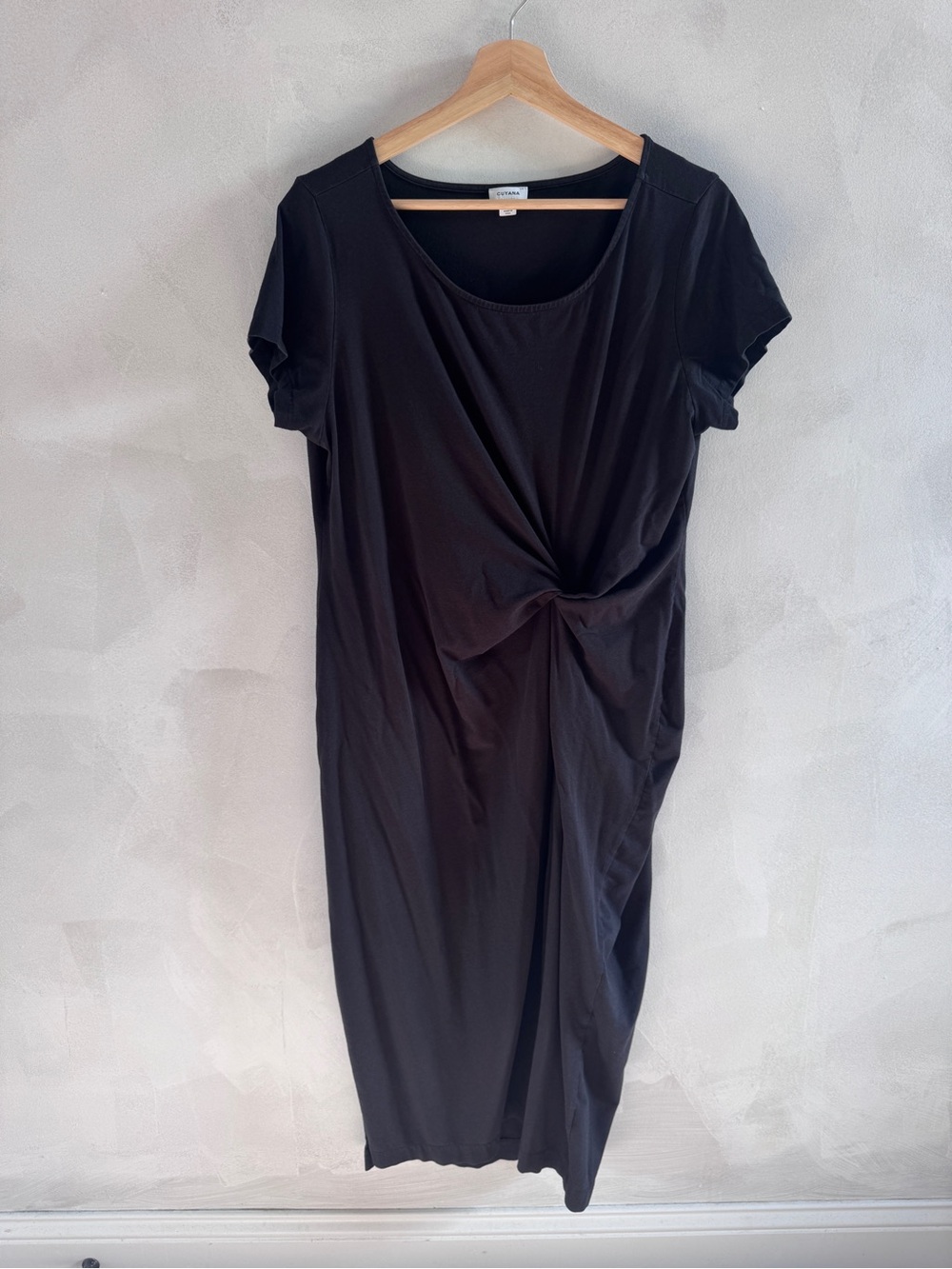 Cuyana - Black Twist-Front Midi Dress